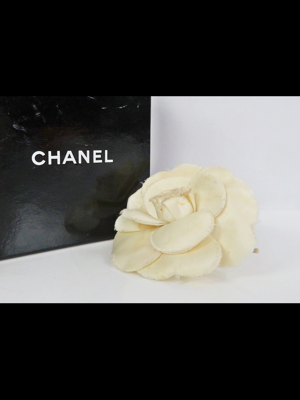 CHANEL Cream Camellia Brooch Flower Pin